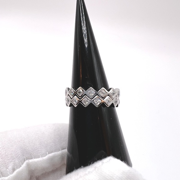 .925 Sterling Silver Rhodium Plated 4mm Cz Eternity Band - Picture 12 of 12